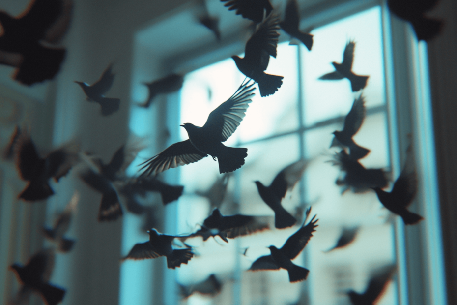 birds flying into the house